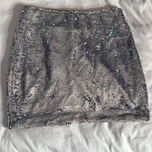 Grey Lab Sequin Mini Skirt in Silver
